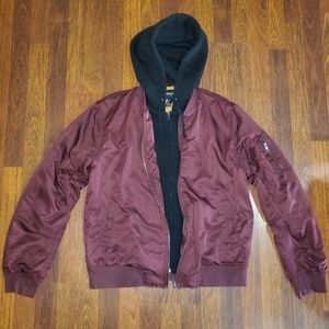 Forever 21 Bomber Jacket With Hoodie Size Medium